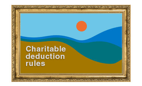Image Of An Abstract Piece Of Art With The Words Charitable Deduction Rules