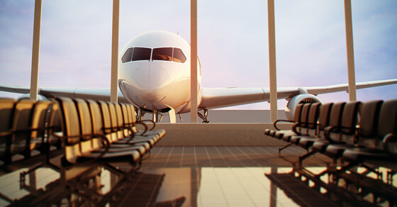 View Of An Airplane From Inside An Airport