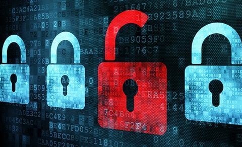Security Concept: Lock On Digital Screen