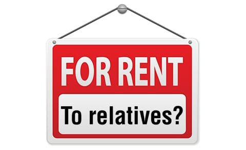 Red Sign That Says: For Rent To Relatives?