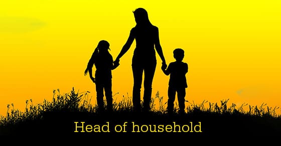 Silhouette of a mother holding hands with her son and daughter on a yellow background