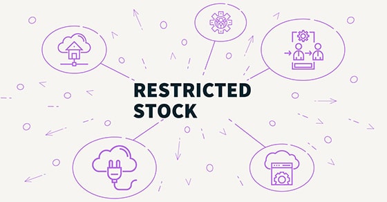 the words restricted stock surrounded by cloud icons