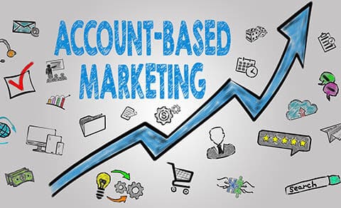 Account Based,marketing,concept.,arrow,with,keywords,and,icons,on,gray