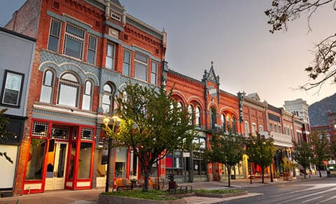 Provo,,utah,,usa,downtown,on,center,street,at,dusk.