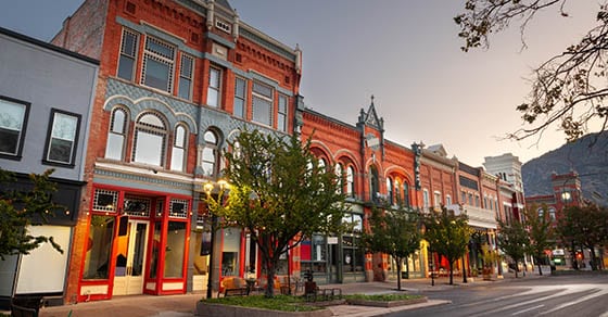 Provo,,utah,,usa,downtown,on,center,street,at,dusk.
