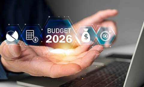 Hand,holding,virtual,budget, ,interface,with,finance,icons,and