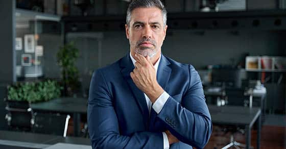 Protect business continuity with an emergency succession plan Serious,confident,mid,aged,business,man,,thoughtful,doubtful,company,ceo