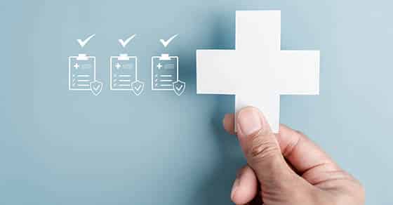 Healthcare,insurance,concept,with,medical,cross,and,checklist.,health,coverage,